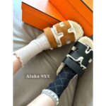 H  2024 Autumn/Winter New Collection: New Imported Lambhair Second Uncle Slippers/Chypre Functional Slippers Imported Suede/Granular Calfskin Fabric - Image 9