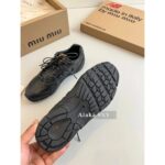 MIUMIU  NB  Autumn/Winter Joint Collection2024SS Autumn/Winter New Collection Rubbish Leather Sneakers Forrest Gump Sneakers/High Edition Gift Box Packaging - Image 4