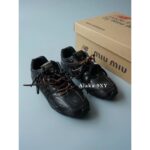 MIUMIU  NB  Autumn/Winter Joint Collection2024SS Autumn/Winter New Collection Rubbish Leather Sneakers Forrest Gump Sneakers/High Edition Gift Box Packaging - Image 10