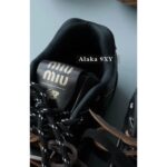 MIUMIU  NB  Autumn/Winter Joint Collection2024SS Autumn/Winter New Collection Rubbish Leather Sneakers Forrest Gump Sneakers/High Edition Gift Box Packaging - Image 11