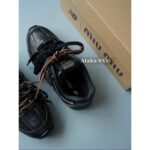 MIUMIU  NB  Autumn/Winter Joint Collection2024SS Autumn/Winter New Collection Rubbish Leather Sneakers Forrest Gump Sneakers/High Edition Gift Box Packaging - Image 13