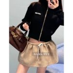 MIUMIU's "Visual Quick Weight Loss of Ten Pounds" Paper Man 24ss Early Autumn New Collection  Wool Jacquard Logo Zipper Wool Knitted Long Sleeve - Image 16