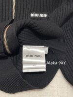 MIUMIU's "Visual Quick Weight Loss of Ten Pounds" Paper Man 24ss Early Autumn New Collection  Wool Jacquard Logo Zipper Wool Knitted Long Sleeve - Image 25