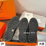 Hermes  H  2024 Autumn/Winter New CollectionMatte Black Genuine Leather Cowhide High End, Simple and Low key Thick soled Le Fu Shoes/Leather Shoes are Coming - Image 6