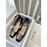 DIOR24 New/Iss D  o Metal Letter Logo Lacquer Leather High Heels/Mary Jane Single Shoes Female Original Cow Lacquer Leather/Lining Sheep
