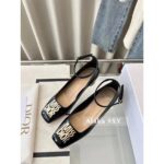 DIOR24 New/Iss D  o Metal Letter Logo Lacquer Leather High Heels/Mary Jane Single Shoes Female Original Cow Lacquer Leather/Lining Sheep - Image 5