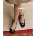 DIOR24 New/Iss D  o Metal Letter Logo Lacquer Leather High Heels/Mary Jane Single Shoes Female Original Cow Lacquer Leather/Lining Sheep - Image 13