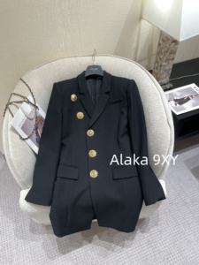 BALMAIN premium imported acetic acid fabric B  2024 Early Autumn New Large Lion Head Gold Buckle Side Open Wide Shoulder Waist Bag Hip slimming Dress - Image 21
