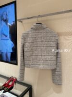 VALENTINO High Edition_  New wool colored blue bead coarse tweed jacket for autumn and winter 24, waist cinching short style, youthful and youthful style - Image 18