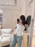 THOM BROWNE High Version, 24s Early Autumn New Collection   Classic back jacquard logo dog long sleeved knitted cardigan for women - Image 8