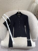 Chanel High Version 4b Early Autumn New Collection   Heavy industry hollowed out jacquard knitted round neck gemstone buckle long sleeved knitted base shirt for women. - Image 8
