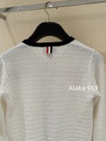 THOM BROWNE TB  Round neck youthful girl like little white flower2024SS autumn and winter new collection black and white color blocked round neck knitted cardigan jacket for women. - Image 8