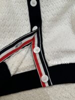THOM BROWNE TB  Round neck youthful girl like little white flower2024SS autumn and winter new collection black and white color blocked round neck knitted cardigan jacket for women. - Image 14