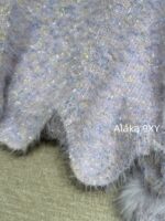 Chanel taro cream mousse2024 autumn and winter new collection dreamy purple series wool splicing sweater temperament stylish versatile short jacket cardigan fur - Image 9