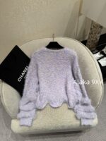 Chanel taro cream mousse2024 autumn and winter new collection dreamy purple series wool splicing sweater temperament stylish versatile short jacket cardigan fur - Image 10