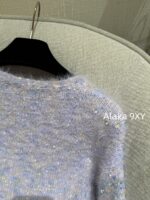 Chanel taro cream mousse2024 autumn and winter new collection dreamy purple series wool splicing sweater temperament stylish versatile short jacket cardigan fur - Image 11