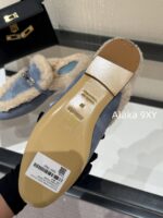 Hermes  A musthave for autumn and winter2024 new imported Australian 100 lamb wool Kelly button suede slippers for women. Italian genuine leather outsole - Image 13