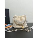 CHANEL  2024k Autumn/Winter New Collection Show Imported 100 Teddy Lamb Hair Metal Chain Gold Coin Mini 22bag Chain Bag - Image 3