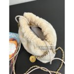 CHANEL  2024k Autumn/Winter New Collection Show Imported 100 Teddy Lamb Hair Metal Chain Gold Coin Mini 22bag Chain Bag - Image 4
