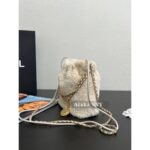 CHANEL  2024k Autumn/Winter New Collection Show Imported 100 Teddy Lamb Hair Metal Chain Gold Coin Mini 22bag Chain Bag - Image 5