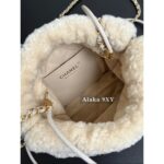 CHANEL  2024k Autumn/Winter New Collection Show Imported 100 Teddy Lamb Hair Metal Chain Gold Coin Mini 22bag Chain Bag - Image 7