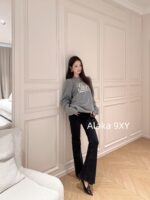 GUCCI 2024 Autumn/Winter New CollectionG7  New jacquard letter logo gray pullover wool sweater for women.