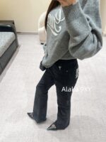GUCCI 2024 Autumn/Winter New CollectionG7  New jacquard letter logo gray pullover wool sweater for women. - Image 8