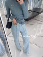 Yves Saint Laurent Y  2024 Autumn/Winter New Collection  Metal Logo Letter Hooded High Collar Wool Base Sweater for Women. Available in three colors - Image 9