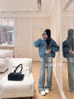 CHANEL's self retained funds. 2024k Autumn/Winter New Collection   Pocket jacquard embroidered logo high waist slimming straight leg wide leg jeans   Show off weight and leg length - Image 6