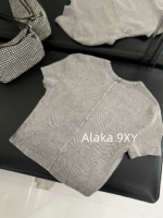 Alexanderwang's new gray series exudes a sense of luxury   Letter logo threedimensional sticker embroidery gradient blending knitting slim fit short Tshirt sweet and spicy, slimming effect - Image 9