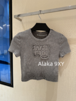 Alexanderwang's new gray series exudes a sense of luxury   Letter logo threedimensional sticker embroidery gradient blending knitting slim fit short Tshirt sweet and spicy, slimming effect - Image 11