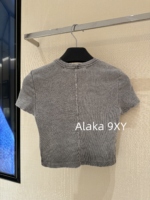 Alexanderwang's new gray series exudes a sense of luxury   Letter logo threedimensional sticker embroidery gradient blending knitting slim fit short Tshirt sweet and spicy, slimming effect - Image 15