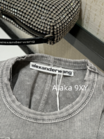 Alexanderwang's new gray series exudes a sense of luxury   Letter logo threedimensional sticker embroidery gradient blending knitting slim fit short Tshirt sweet and spicy, slimming effect - Image 18