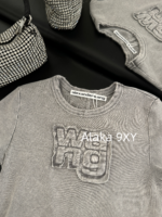Alexanderwang's new gray series exudes a sense of luxury   Letter logo threedimensional sticker embroidery gradient blending knitting slim fit short Tshirt sweet and spicy, slimming effect - Image 20