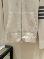 THOM BROWNE "American College Style Dress ”TB 2024ss Early autumn new series wool hooded zipper/back flower pattern knitted cardigan jacket for women. - Image 4