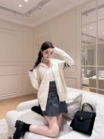 THOM BROWNE "American College Style Dress ”TB 2024ss Early autumn new series wool hooded zipper/back flower pattern knitted cardigan jacket for women. - Image 20
