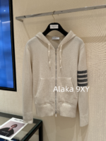 THOM BROWNE "American College Style Dress ”TB 2024ss Early autumn new series wool hooded zipper/back flower pattern knitted cardigan jacket for women. - Image 25