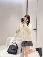 THOM BROWNE "American College Style Dress ”TB 2024ss Early autumn new series wool hooded zipper/back flower pattern knitted cardigan jacket for women. - Image 28