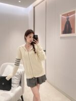 THOM BROWNE "American College Style Dress ”TB 2024ss Early autumn new series wool hooded zipper/back flower pattern knitted cardigan jacket for women. - Image 32