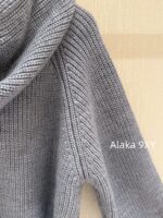 Celine 24FW Autumn/Winter New Collection  Grey Letter Logo Embroidered Hooded Drawstring Knitted Sweater Women's Woolen Top - Image 8