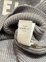 Celine 24FW Autumn/Winter New Collection  Grey Letter Logo Embroidered Hooded Drawstring Knitted Sweater Women's Woolen Top - Image 16