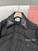 Miumiu leather collar down jacket  The new down bread jacket for autumn and winter of 24 is made of 90 goose down material, which is suitable for reducing the age of the short and loose silhouette version and keeping warm according to the national standard. - Image 4