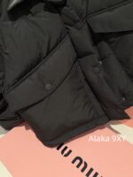 Miumiu leather collar down jacket  The new down bread jacket for autumn and winter of 24 is made of 90 goose down material, which is suitable for reducing the age of the short and loose silhouette version and keeping warm according to the national standard. - Image 8