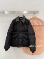 Miumiu leather collar down jacket  The new down bread jacket for autumn and winter of 24 is made of 90 goose down material, which is suitable for reducing the age of the short and loose silhouette version and keeping warm according to the national standard. - Image 9