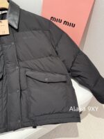 Miumiu leather collar down jacket  The new down bread jacket for autumn and winter of 24 is made of 90 goose down material, which is suitable for reducing the age of the short and loose silhouette version and keeping warm according to the national standard. - Image 19