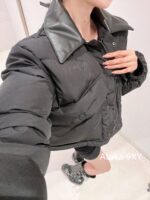 Miumiu leather collar down jacket  The new down bread jacket for autumn and winter of 24 is made of 90 goose down material, which is suitable for reducing the age of the short and loose silhouette version and keeping warm according to the national standard. - Image 25