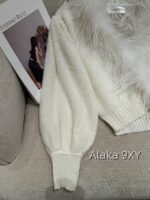 Laurustinus White Moonlight Wealthy Girl Dress Up   2024 SS Early Autumn New Collection Handmade Custom Heavy Industry Feather Milk White Sweater/Knitted Cardigan for Women - Image 8