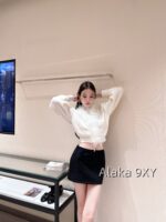 Laurustinus White Moonlight Wealthy Girl Dress Up   2024 SS Early Autumn New Collection Handmade Custom Heavy Industry Feather Milk White Sweater/Knitted Cardigan for Women - Image 14