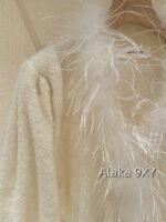 Laurustinus White Moonlight Wealthy Girl Dress Up   2024 SS Early Autumn New Collection Handmade Custom Heavy Industry Feather Milk White Sweater/Knitted Cardigan for Women - Image 24