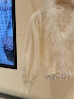 Laurustinus White Moonlight Wealthy Girl Dress Up   2024 SS Early Autumn New Collection Handmade Custom Heavy Industry Feather Milk White Sweater/Knitted Cardigan for Women - Image 29